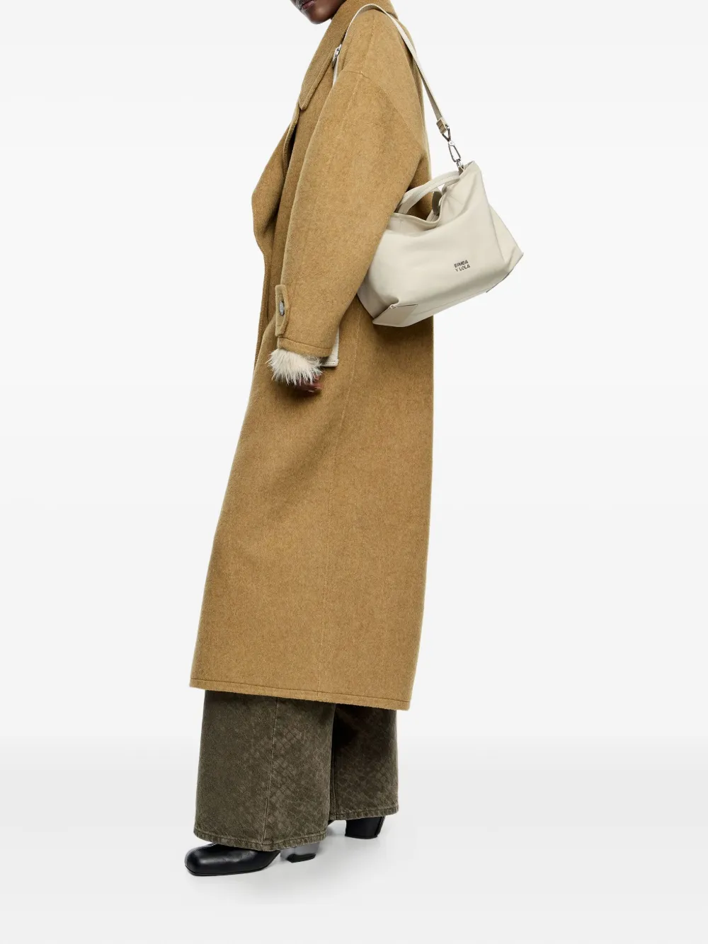 Bimba y Lola medium logo-lettering shoulder bag - Beige