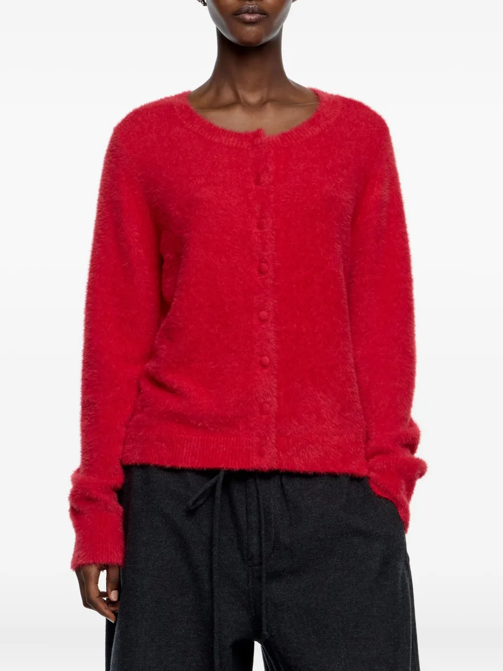 Bimba Y Lola Buttoned Scoop-neck Cardigan In Red
