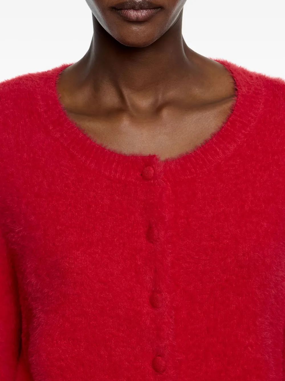 Bimba Y Lola Buttoned Scoop-neck Cardigan In Red