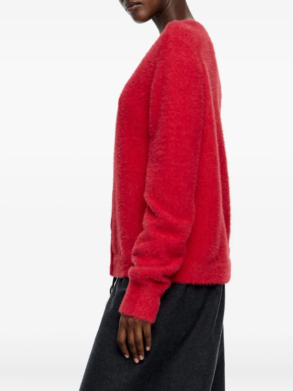 Bimba Y Lola Buttoned Scoop-neck Cardigan In Red