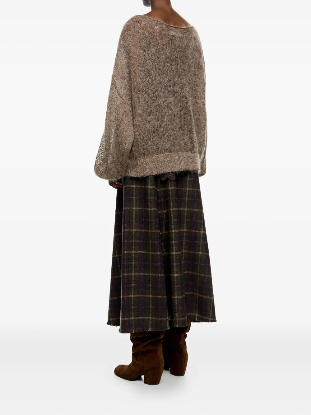Bimba Y Lola A-line Checked Skirt In Green