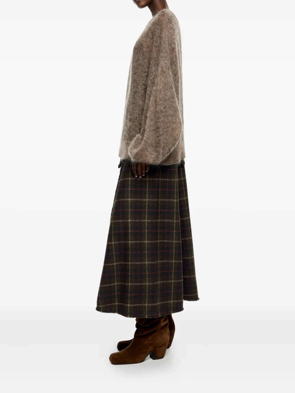 Bimba Y Lola A-line Checked Skirt In Green