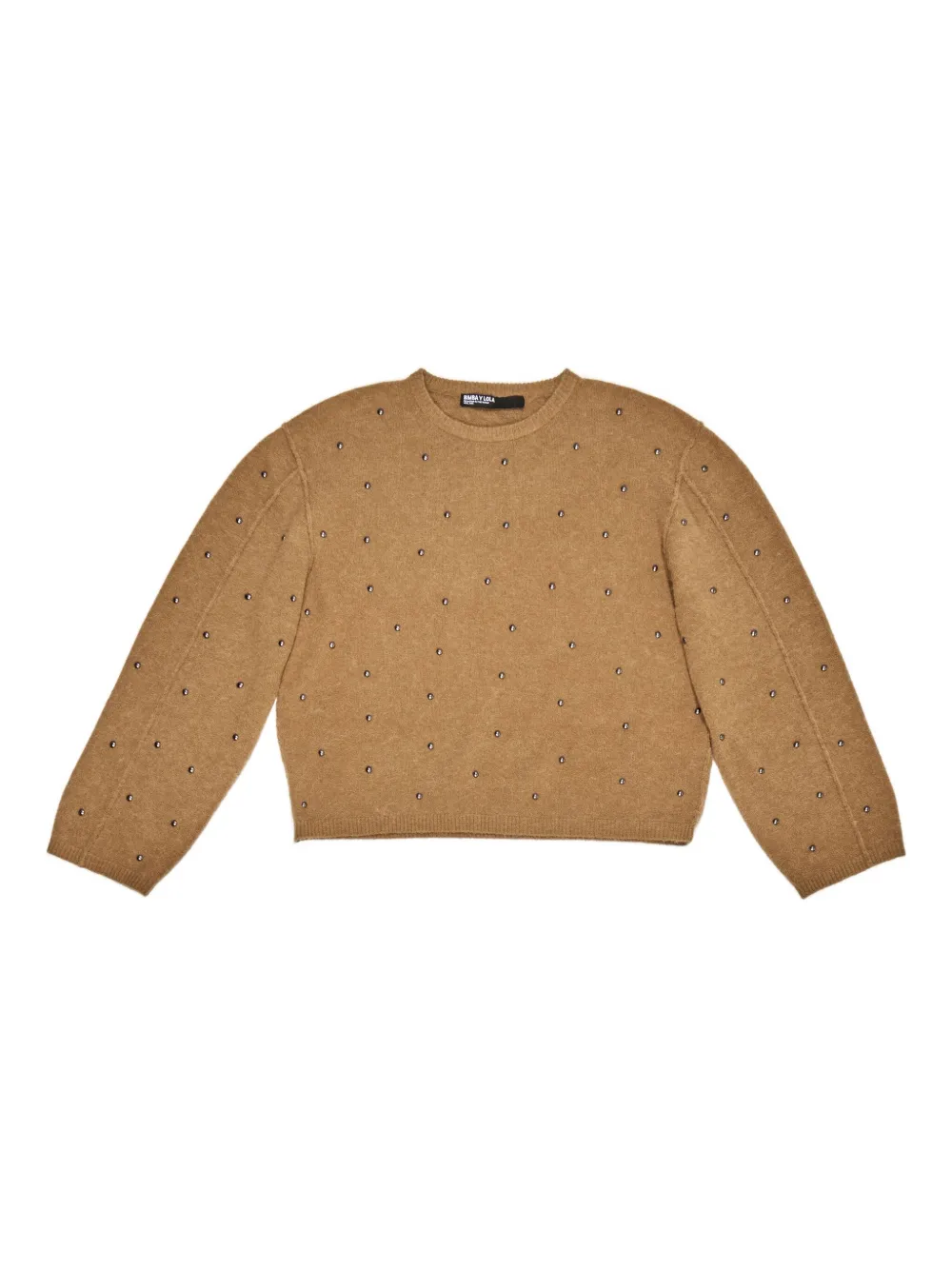 Bimba Y Lola Studded-embellished Round-neck Sweater In Brown
