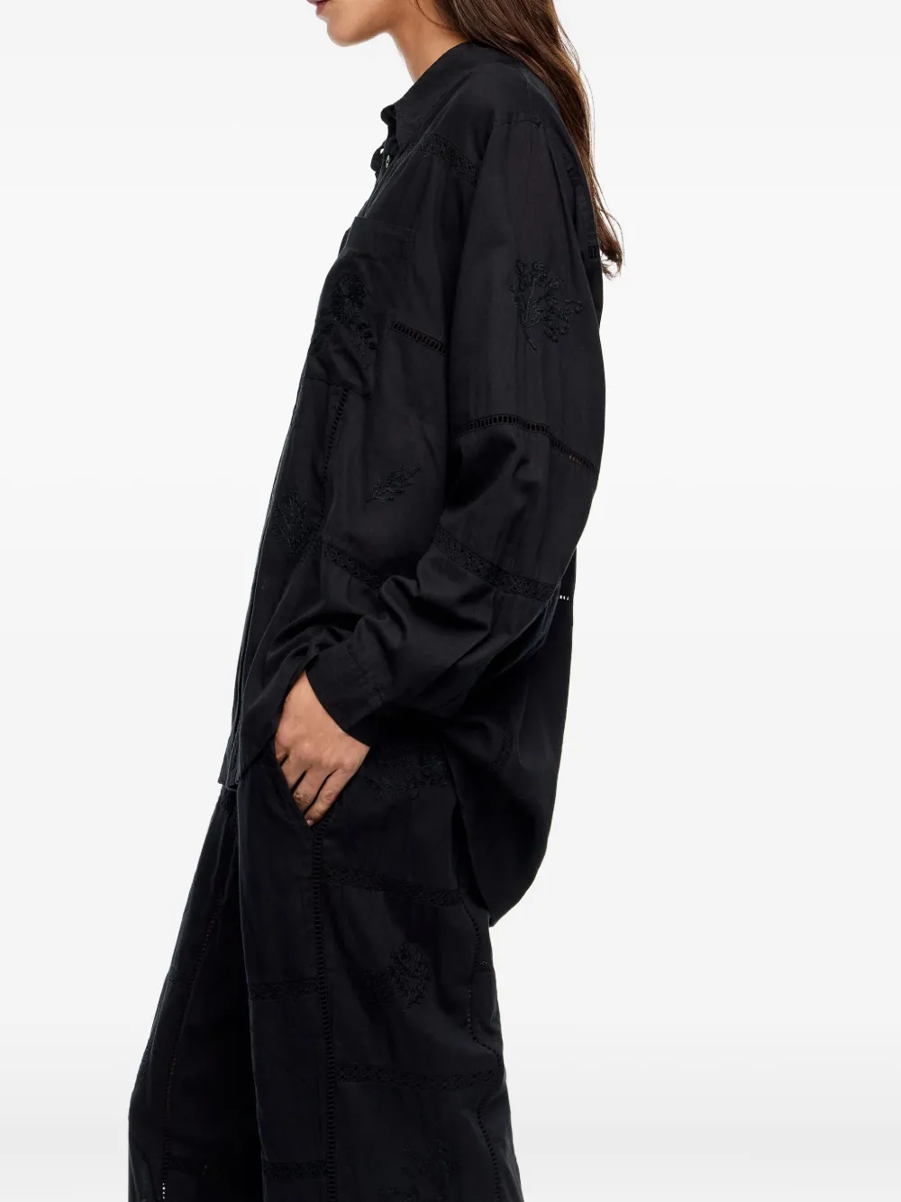 Bimba y Lola Blouse met geborduurde vlakken Zwart