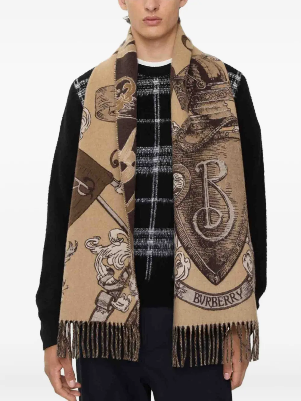 Burberry jacquard cashmere scarf - Beige