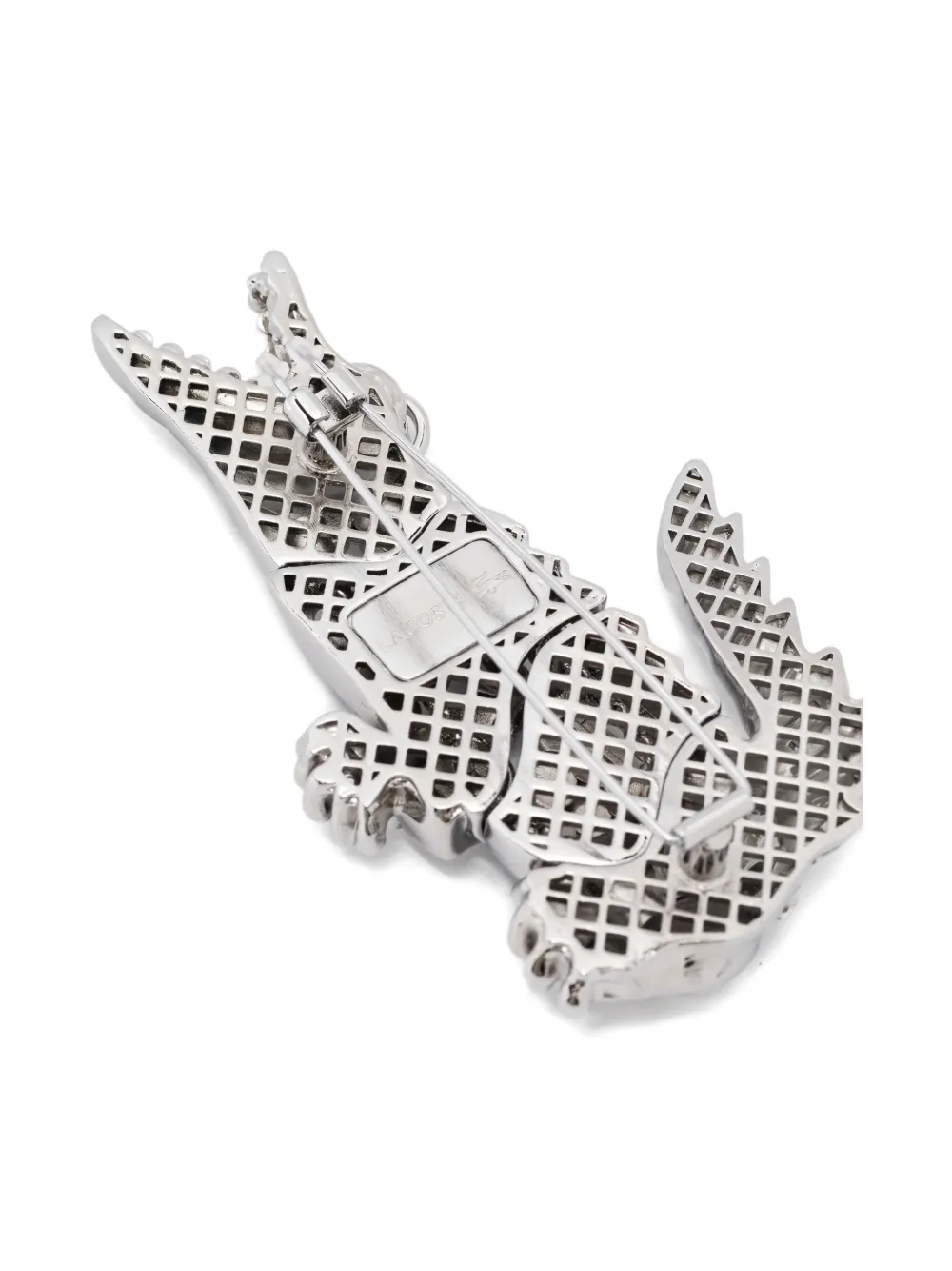 Lacoste Maxi Croco Brooch In Metallic