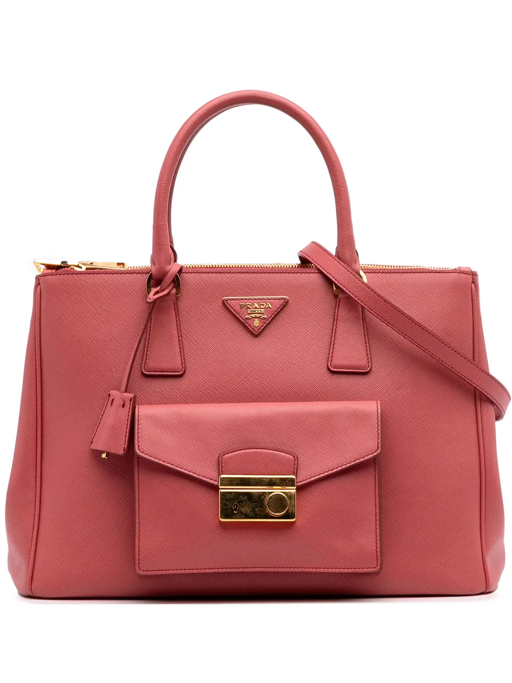 Prada Pre-Owned 2013-2025 Saffiano Lux Galleria Double Zip Front Pocket satchel | Pink | Image 1