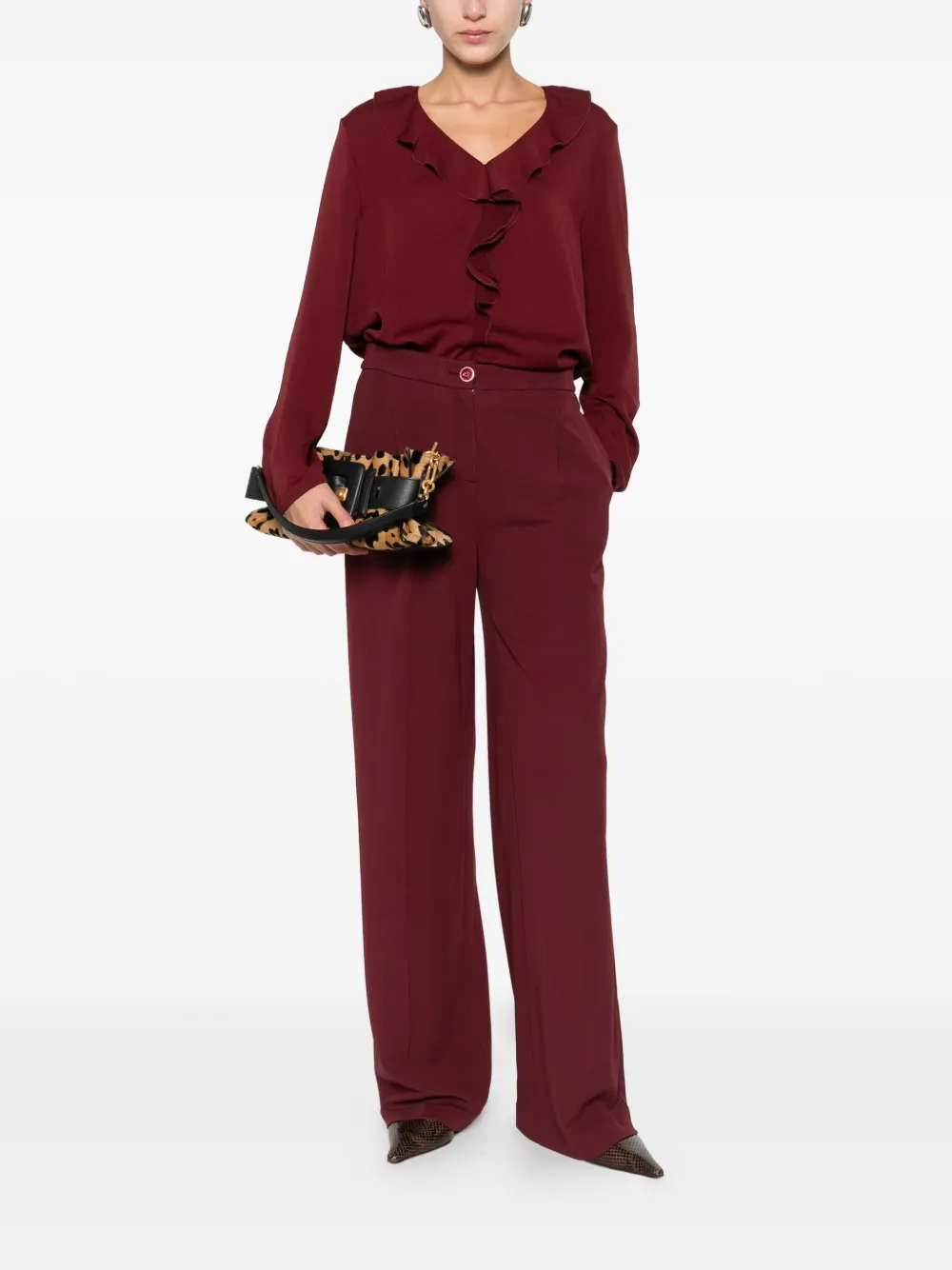 MARCCAIN High waist straight broek - Rood