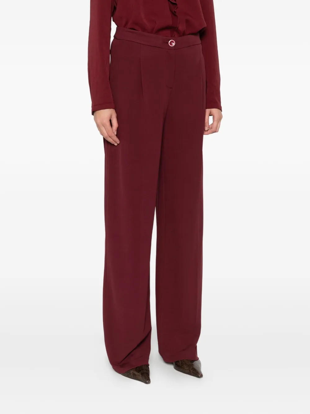 Marccain High-waisted Straight-leg Trousers In Red