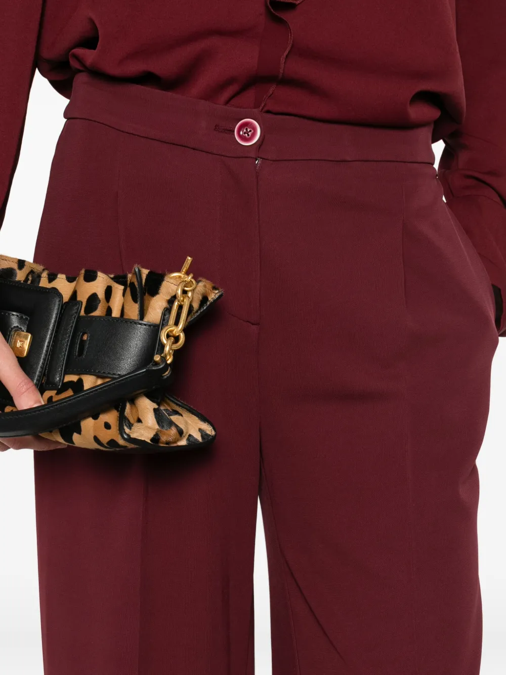 Marccain High-waisted Straight-leg Trousers In Red
