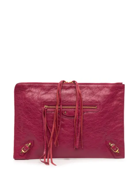 Balenciaga Pre-Owned Motocross Classic 环绕式拉链小羊皮扁平手拿包（2017年典藏款）