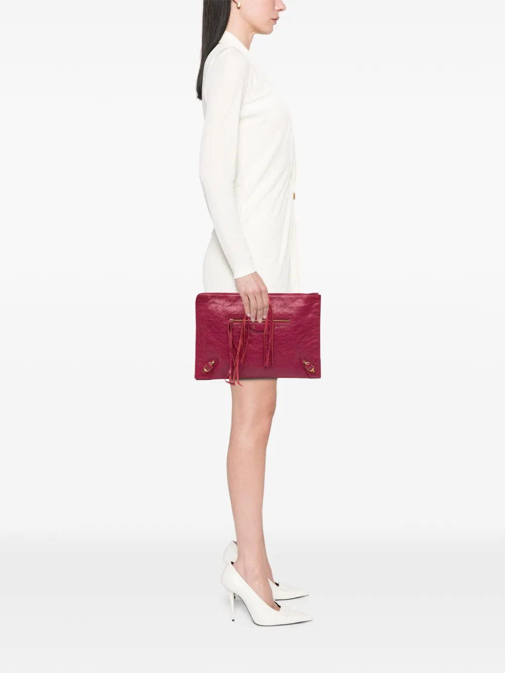 Balenciaga Pre-Owned 2017 Lambskin Motocross Classic Zip Around Flat clutch bag | Pre-Owned | Image 2