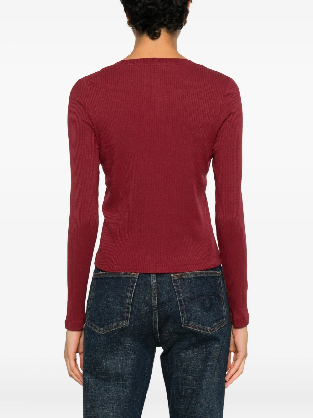 Maison Kitsuné Top met geborduurd logo en lange mouwen Rood