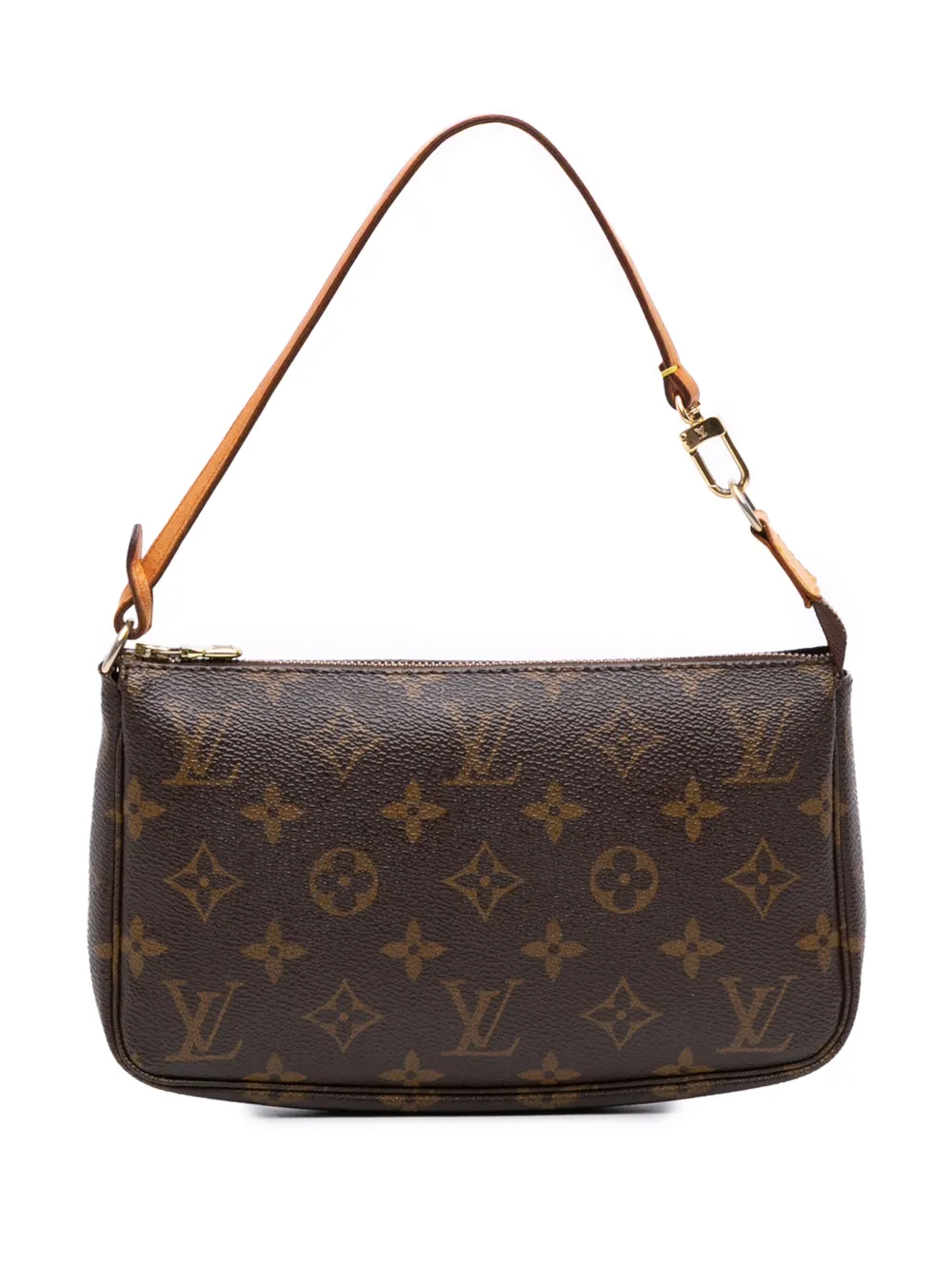 Pre-owned Louis Vuitton 2002 Monogram Pochette Accessoires Shoulder Bag In Brown