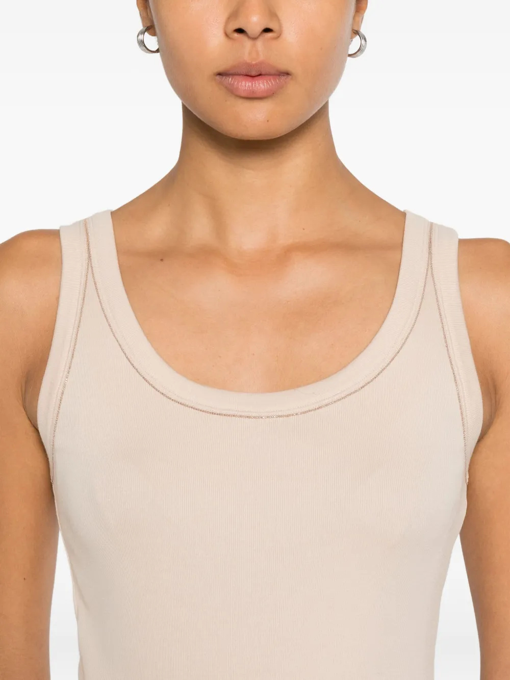 Fabiana Filippi Tanktop met kralen afwerking Beige