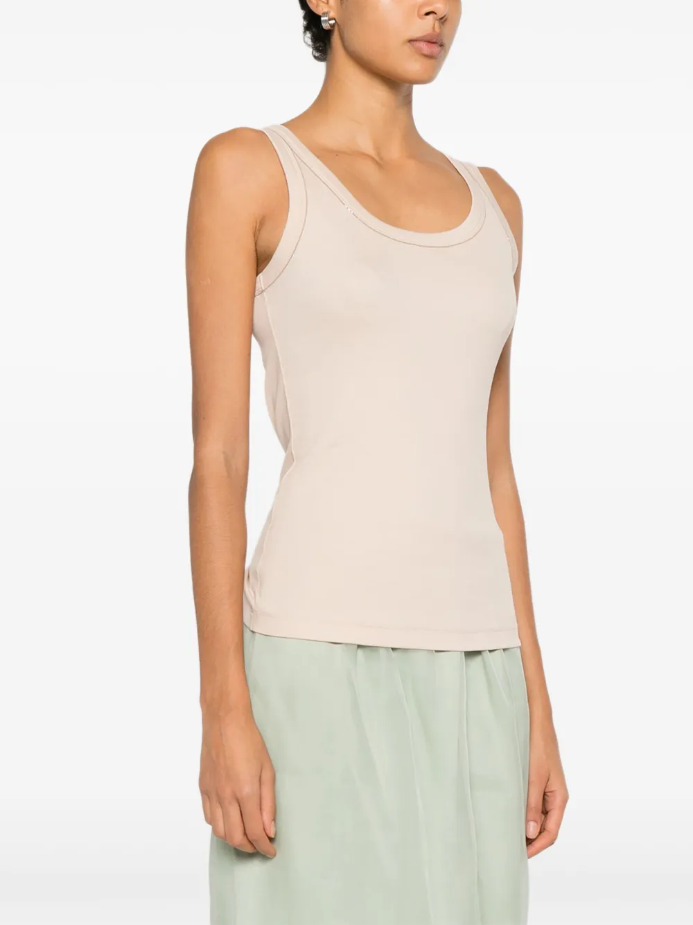 Fabiana Filippi Tanktop met kralen afwerking Beige