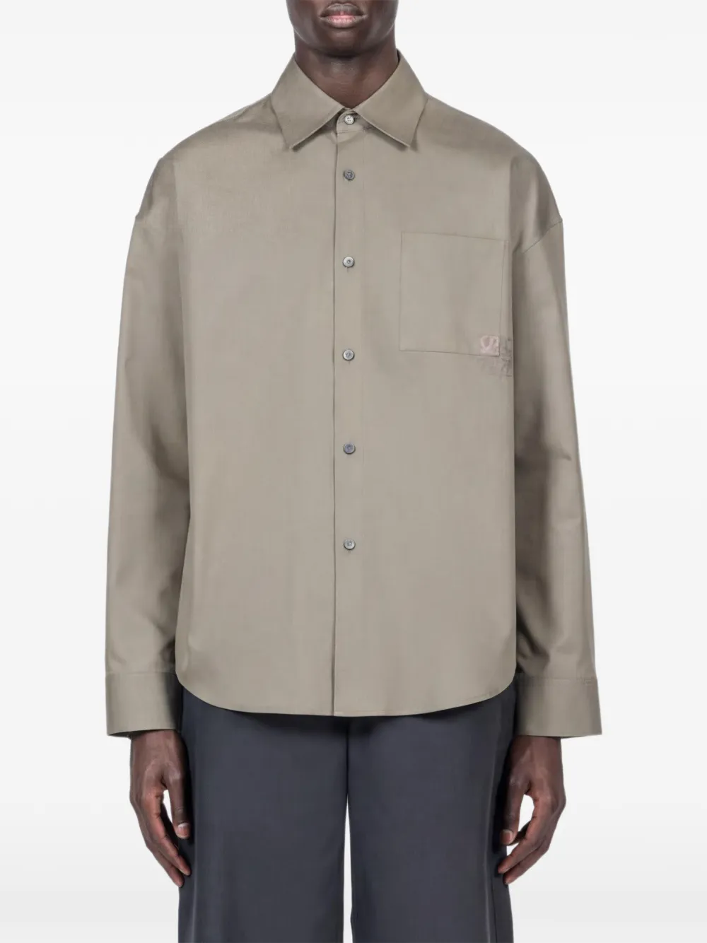 LOEWE Overhemd met borstzak en Anagram-detail Bruin