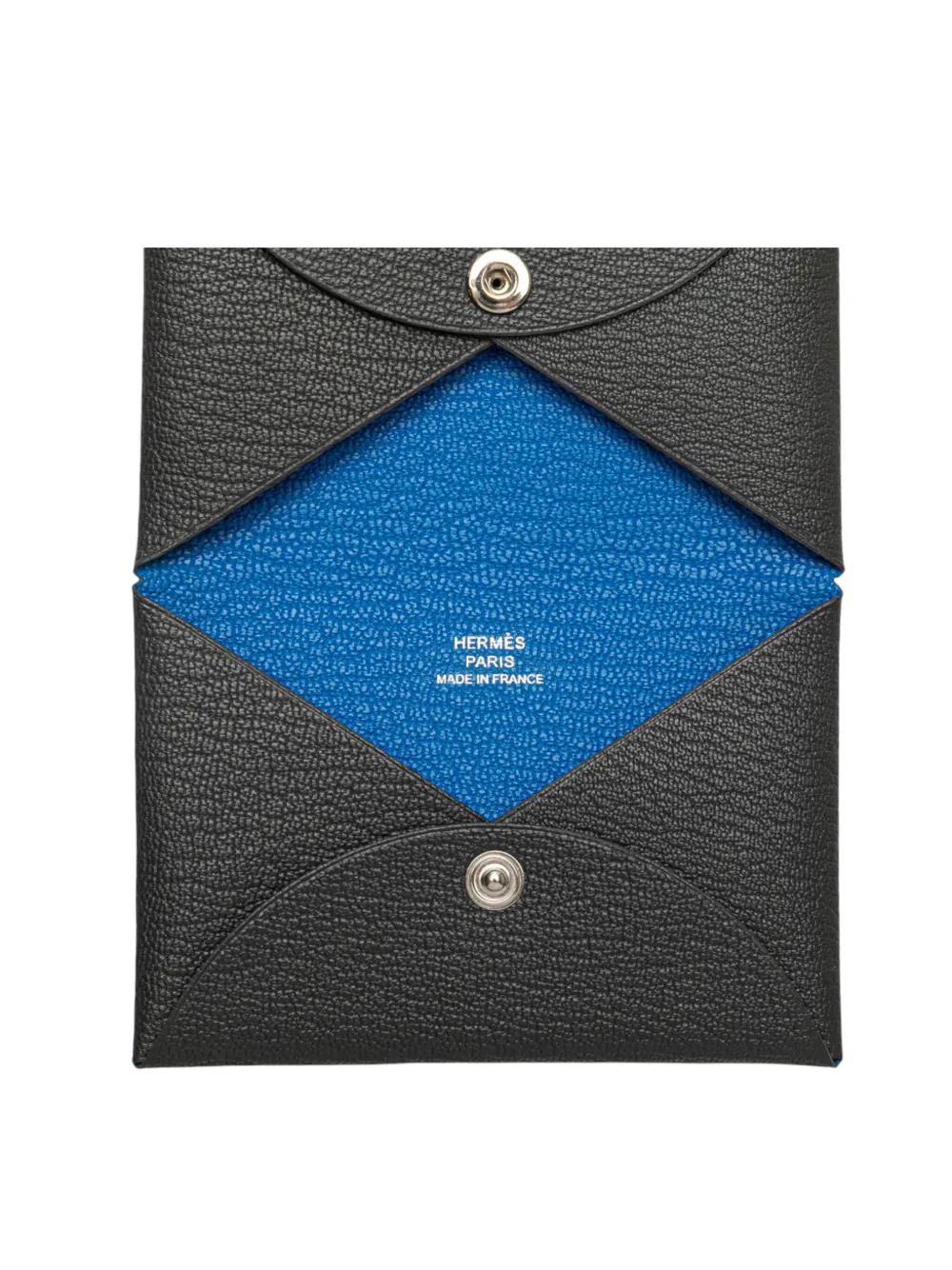 Pre-owned Hermes 2025 Chevre Mysore Calvi Duo Compact Verso Card Holder In Gray