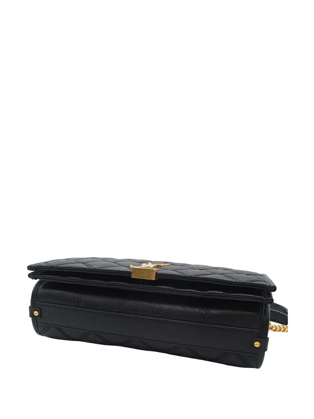 Pre-owned Saint Laurent 2000-2025 Mini Quilted Lambskin Becky Chain Shoulder Bag In Black
