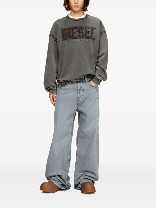 美品 24aw ディーゼル DIESEL S-BOXT-RAW スウェットシャツ Diesel S-Boxt-Raw-V1 Sweatshirt | Grey | FARFETCH AO