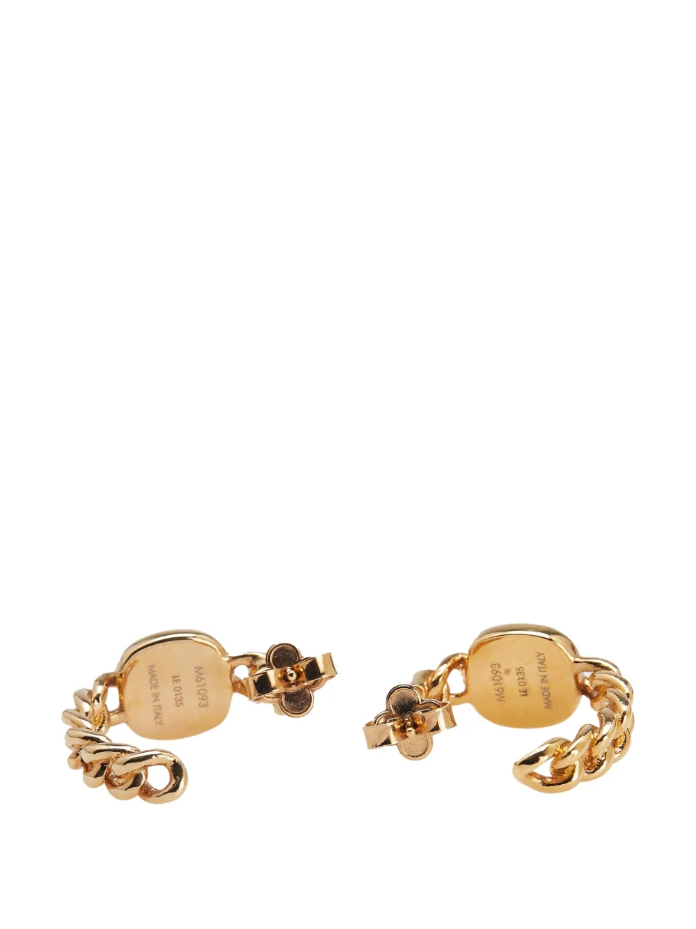 Louis Vuitton Pre-Owned 2015 Gold Plated LV ID Chain Hoop Push Back Earrings costume earrings | Image 2