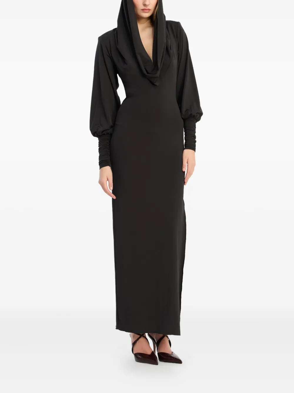 ROTATE BIRGER CHRISTENSEN Skinky maxi-jurk met capuchon - Zwart