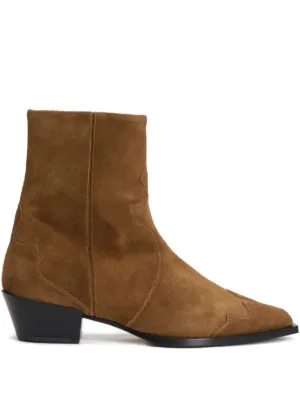 Tory Burch 90mm logo-plaque Suede Ankle Boots | Brown | FARFETCH
