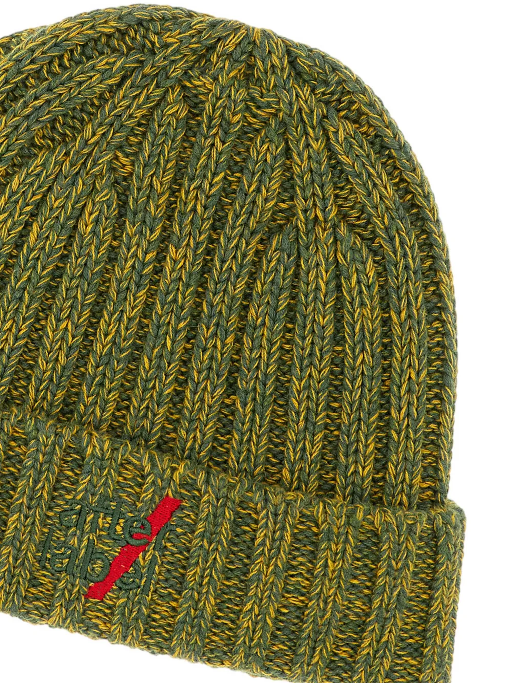 AFTER LABEL ribbed logo-detail beanie - Groen