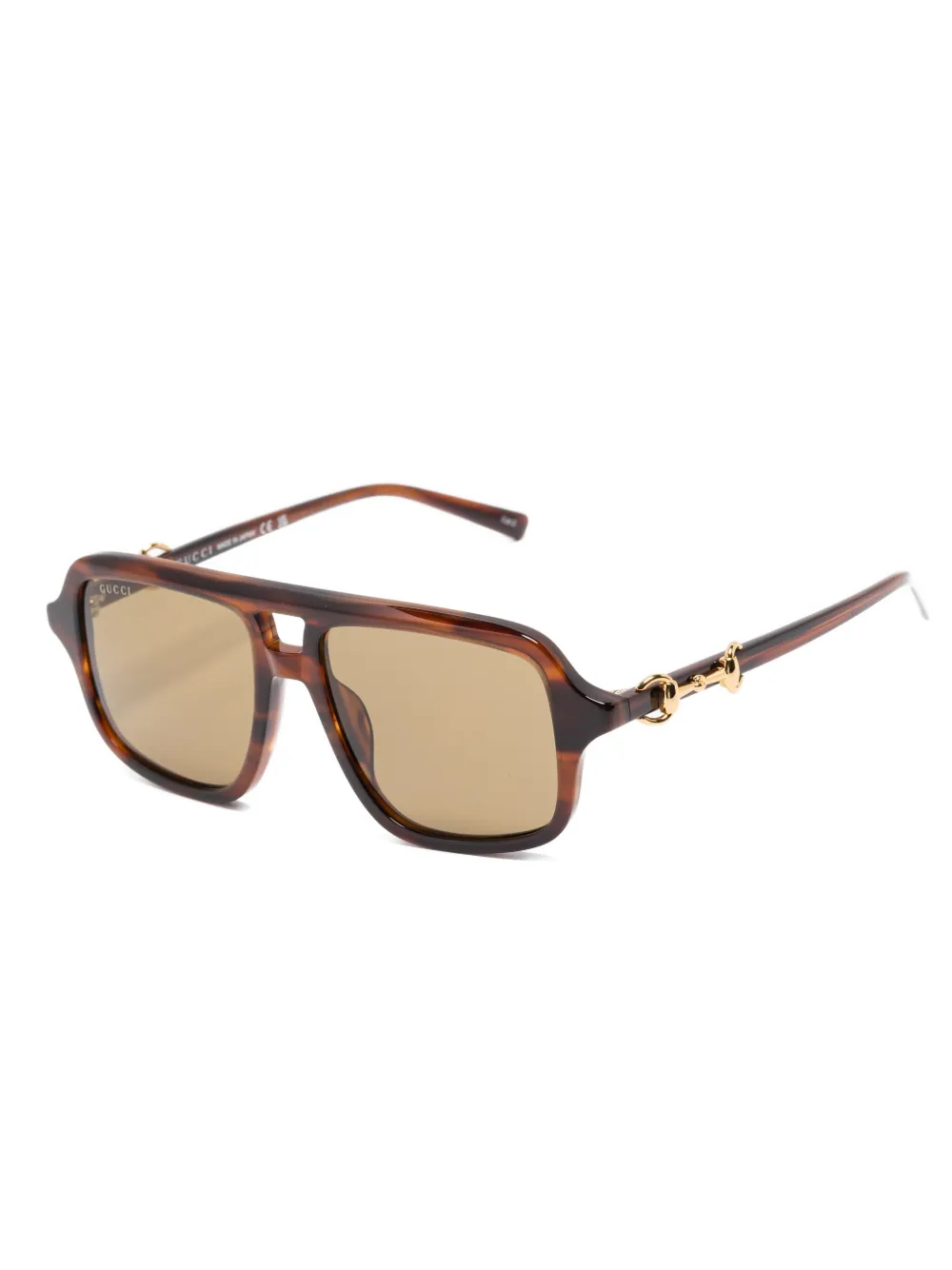 Gucci Eyewear pilot-frame horsebit-detail sunglasses - Bruin