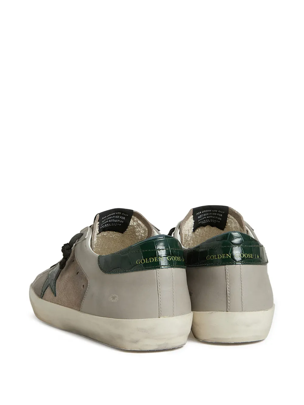Golden Goose Super-Star sneakers in nappa and suede with green croc-print leather star Beige