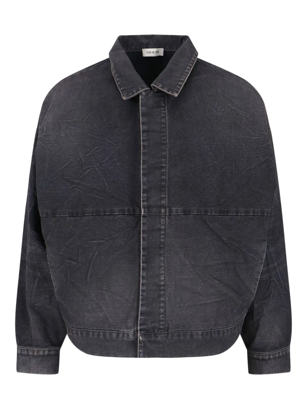 Fear Of God Mens Washed Black Utility Cropped Denim Jacket In Black
