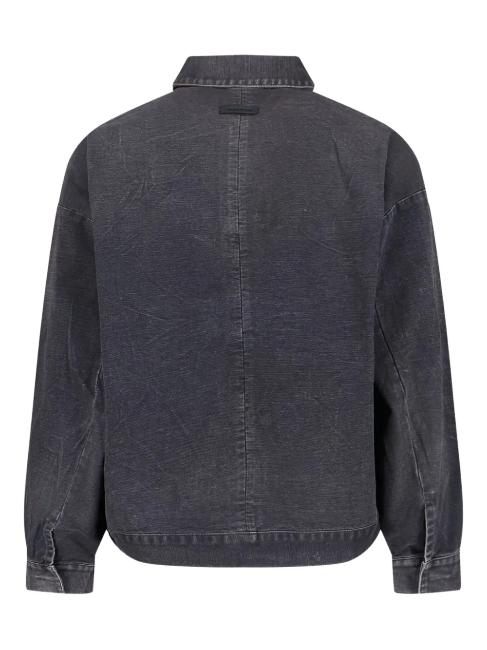 Fear Of God Mens Washed Black Utility Cropped Denim Jacket In Black