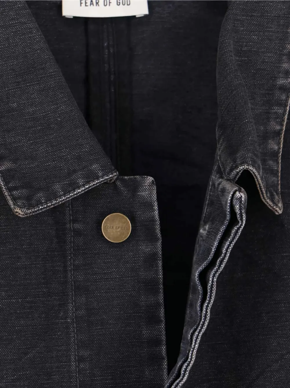 Fear Of God Mens Washed Black Utility Cropped Denim Jacket In Black