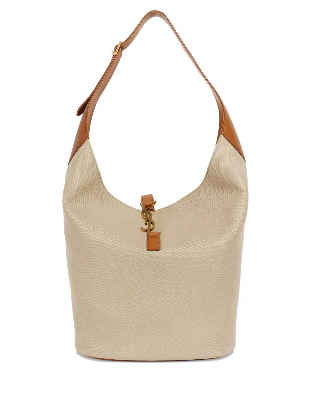 Saint Laurent Logo-plaque Shoulder Bag In Neutral