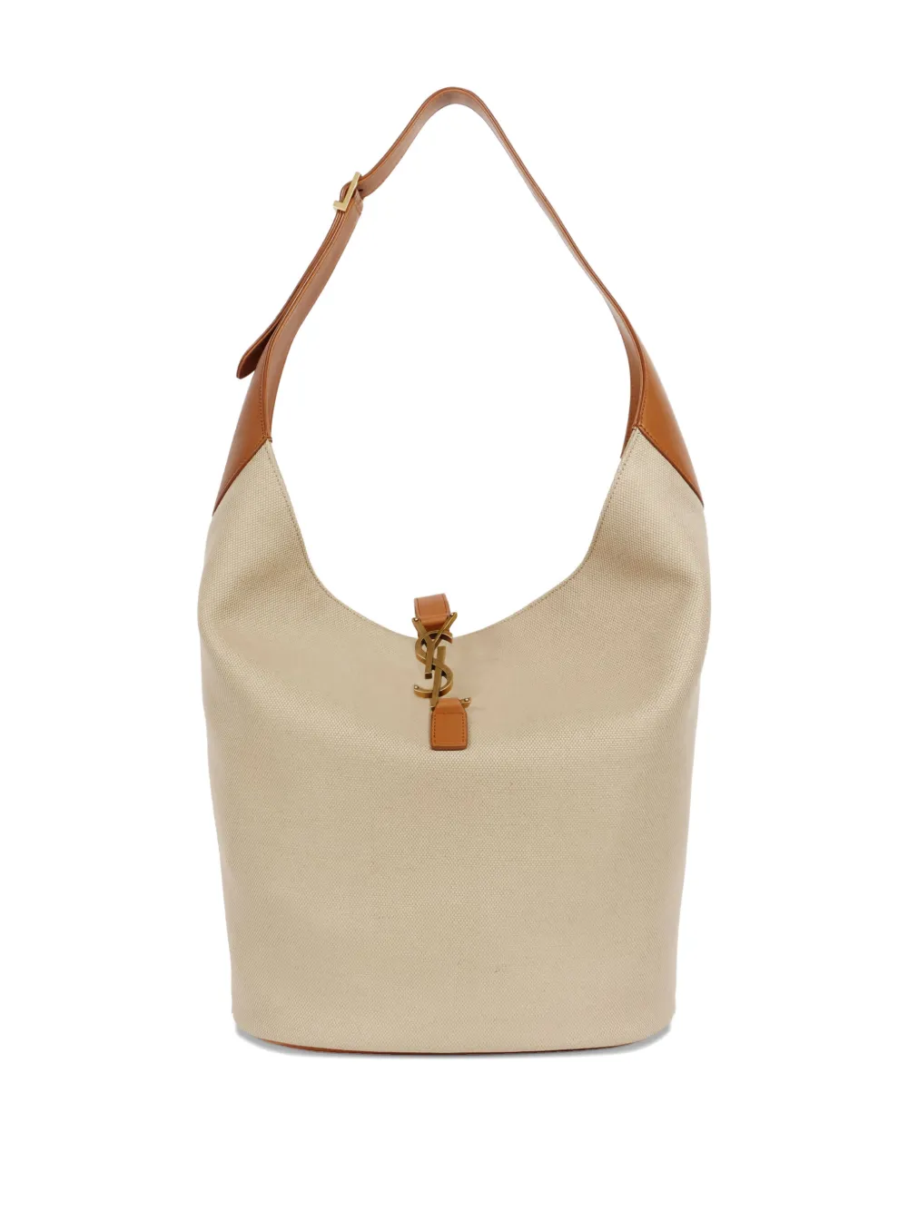 Saint Laurent Logo-plaque Shoulder Bag In Neutral