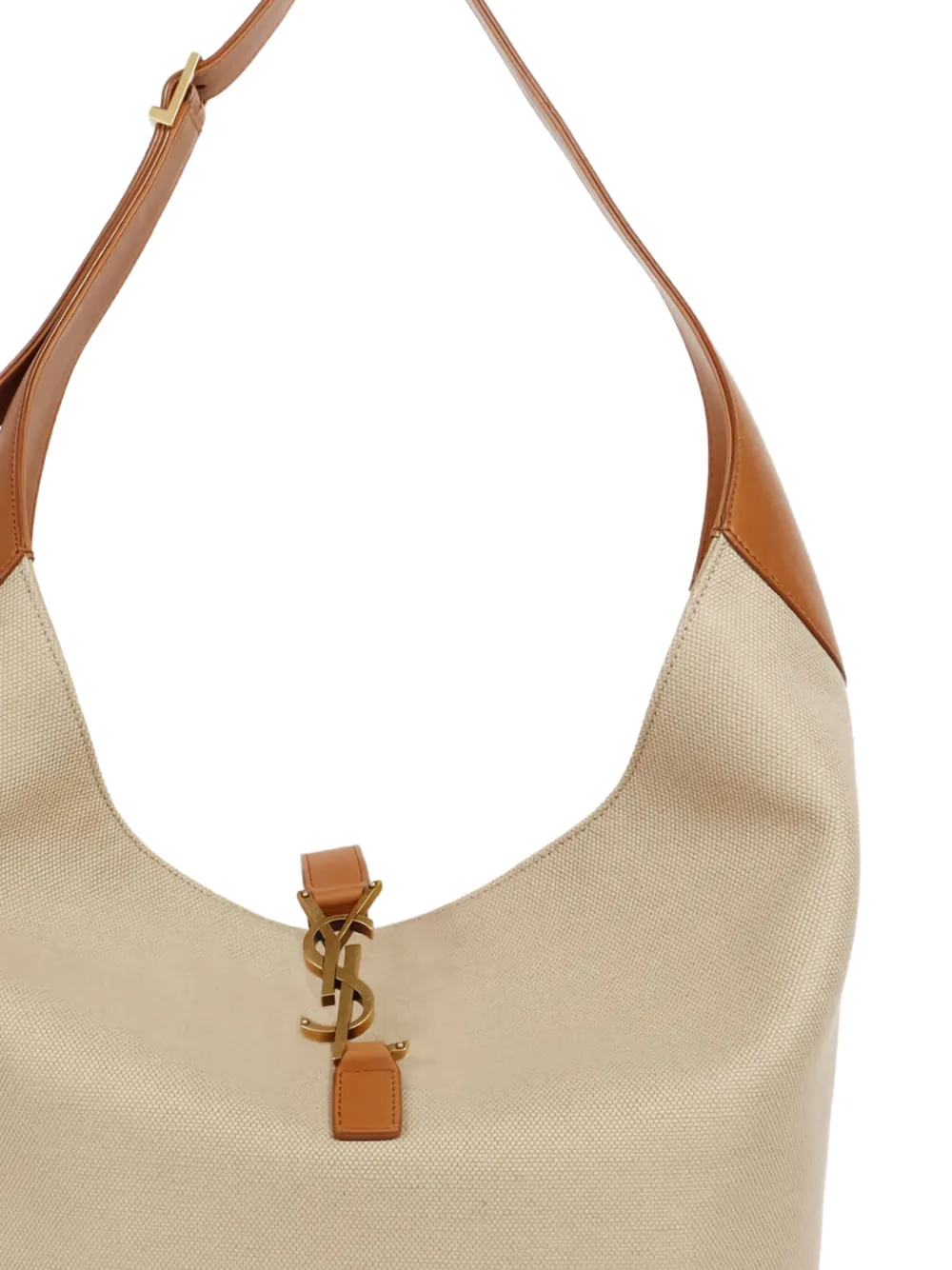 Saint Laurent logo-plaque shoulder bag - Beige