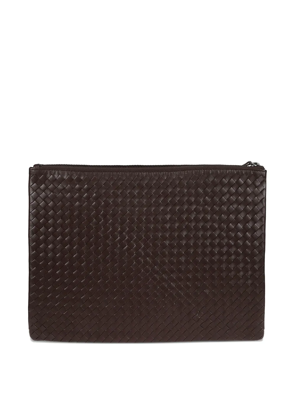 Dragon Diffusion A4 Woven Leather Clutch Bag In Brown