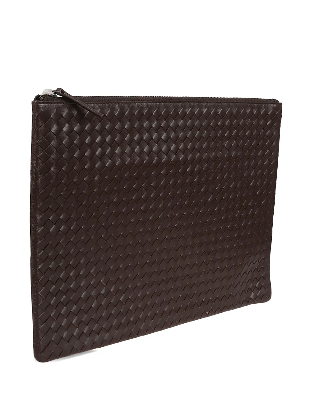 Dragon Diffusion A4 Woven Leather Clutch Bag In Brown