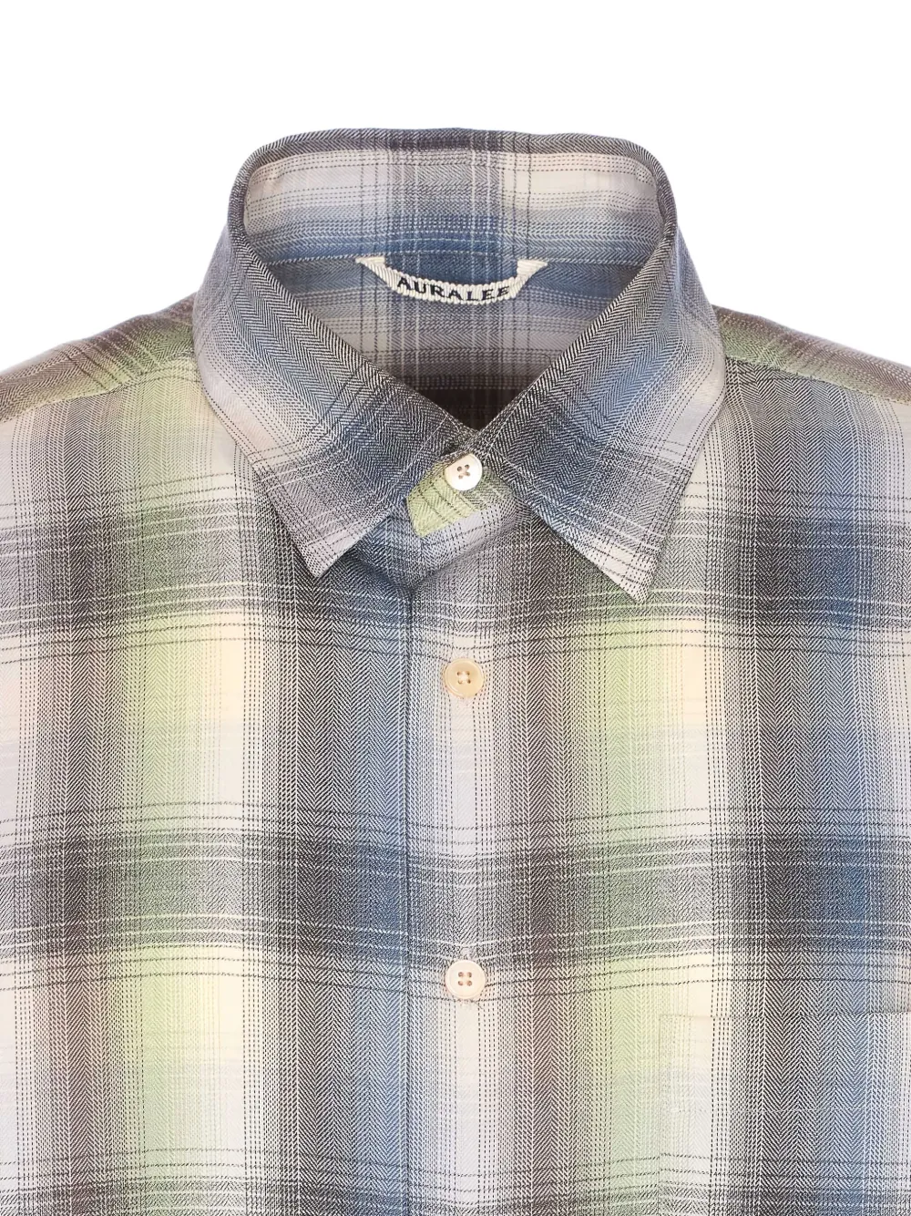 Auralee Long Sleeve Button-down Check Shirt In Blue