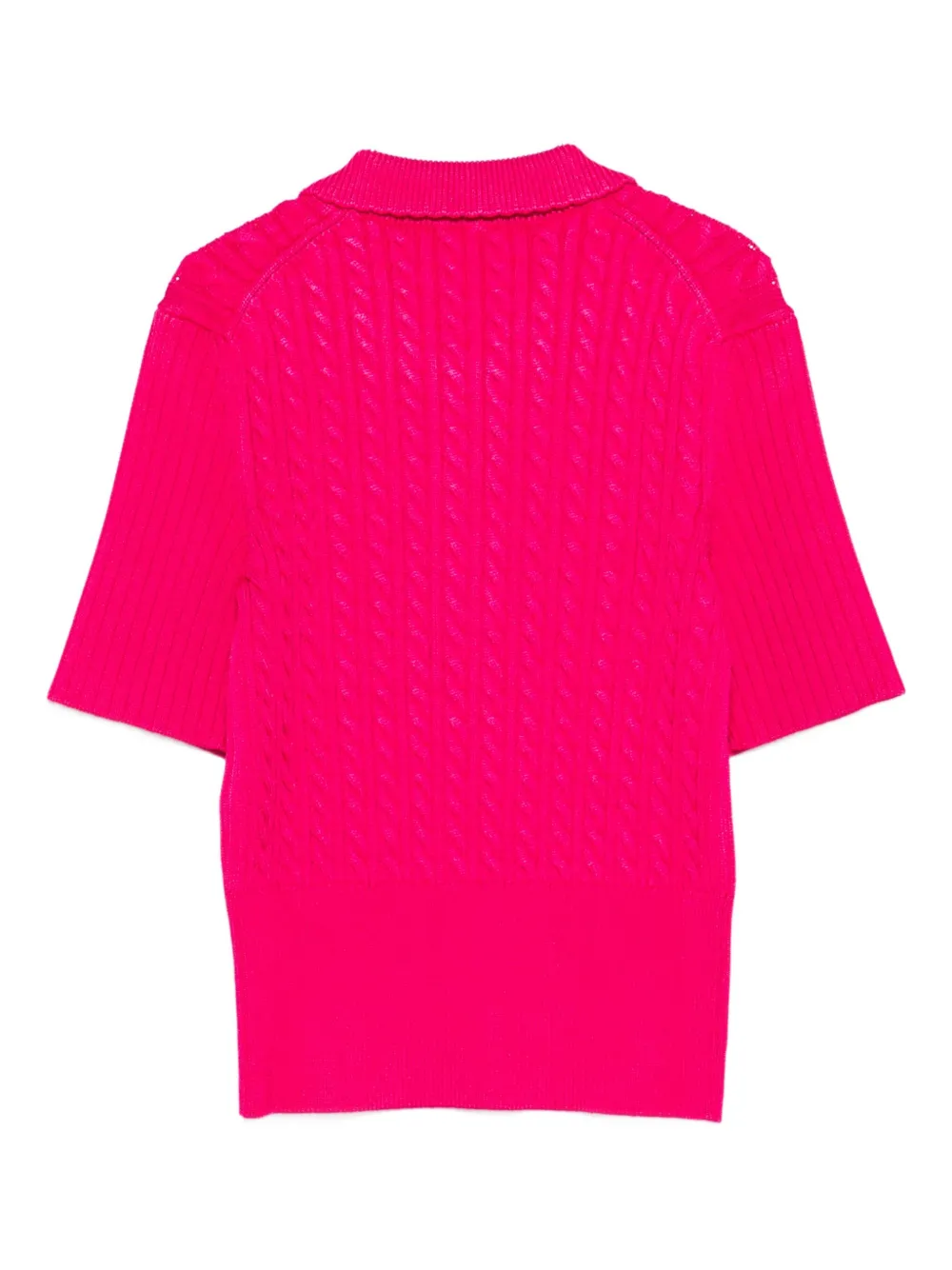 Lacoste cable-knit polo top - Roze