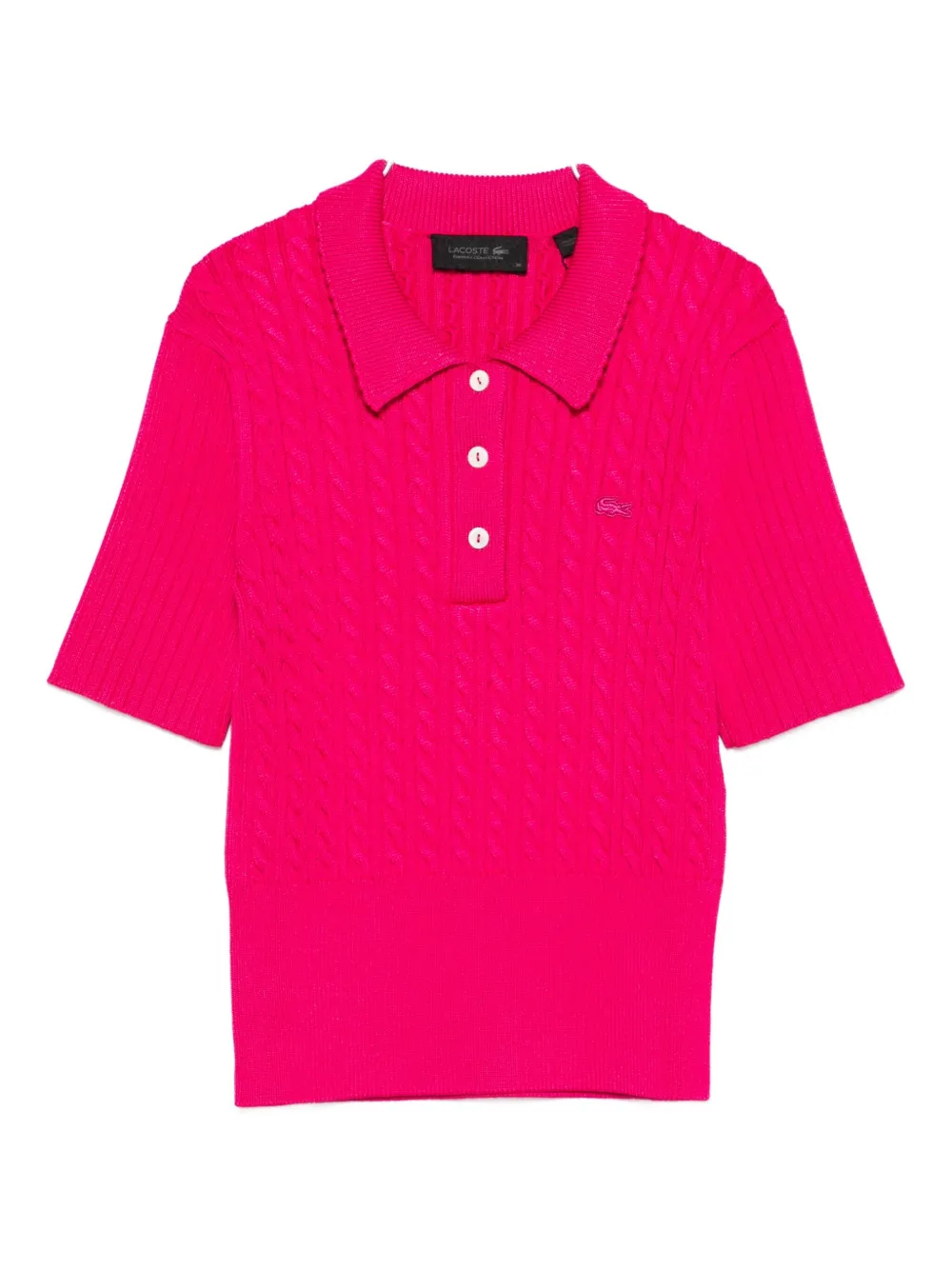 Lacoste Cable-knit Polo Top In Pink