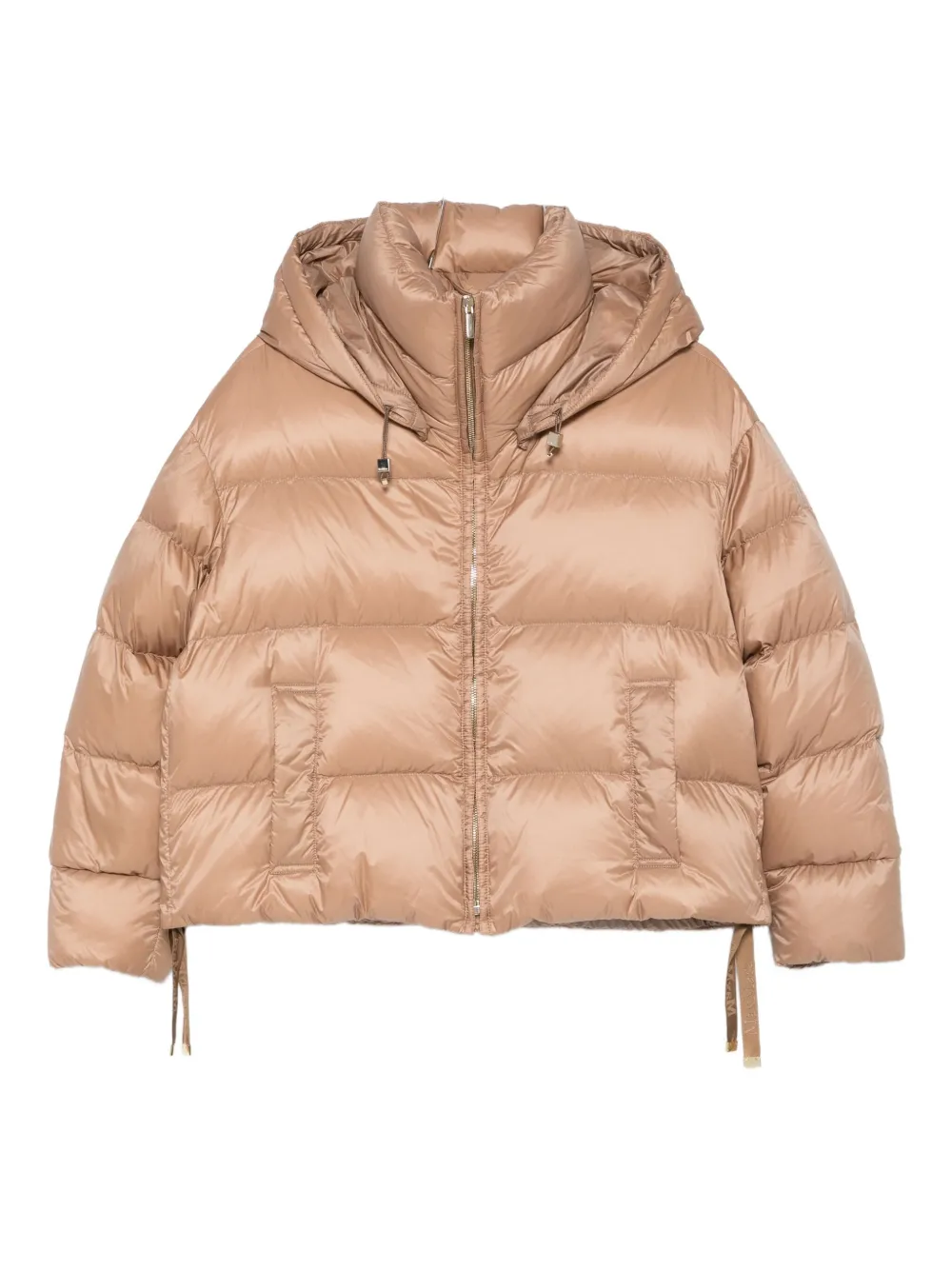 Max Mara Hooded Puffer Jacket In Brown