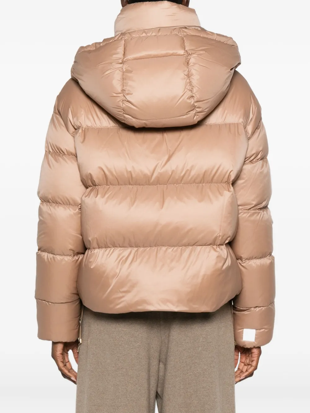 Max Mara Hooded Puffer Jacket In Brown