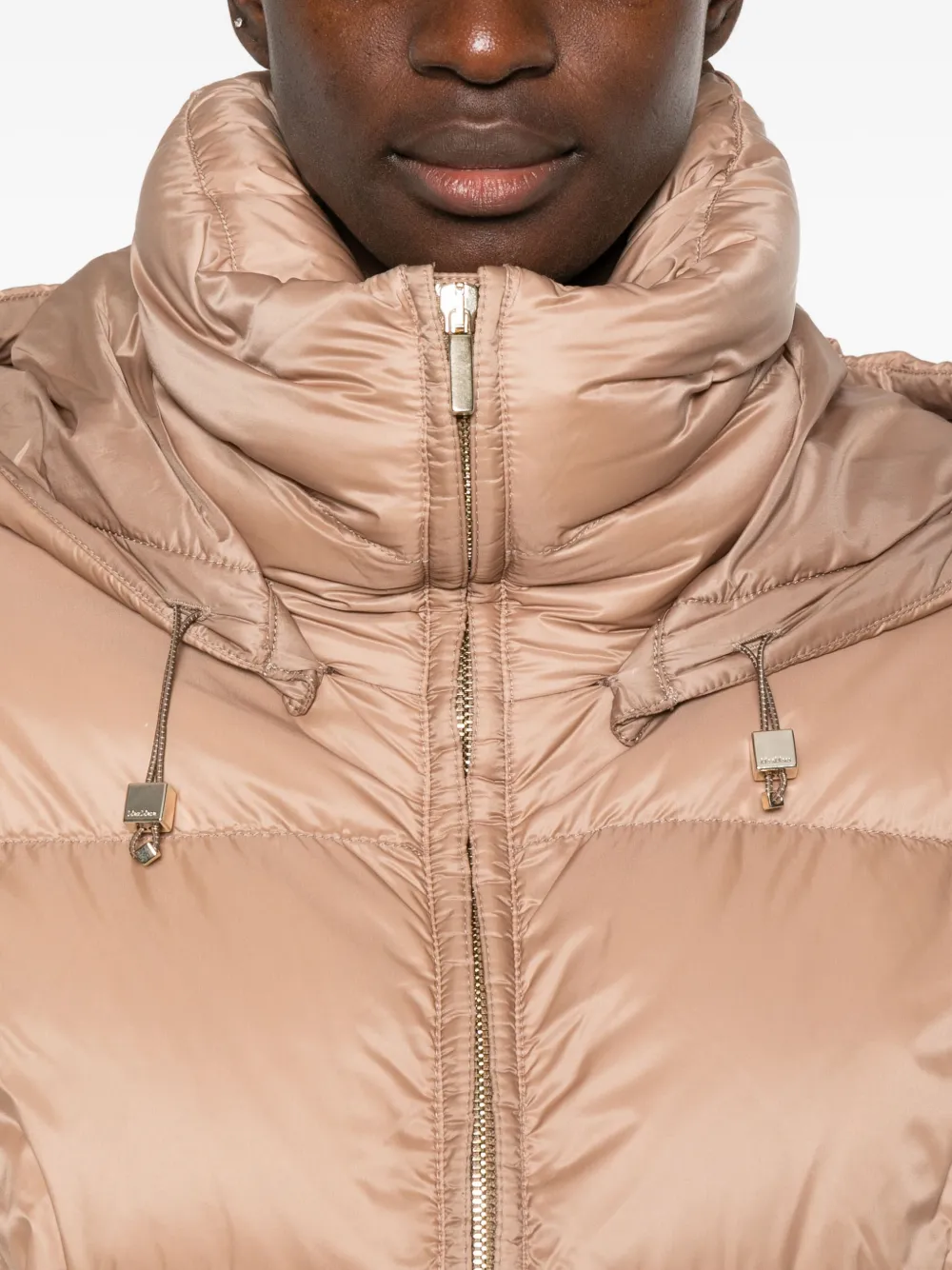 Max Mara Hooded Puffer Jacket In Brown