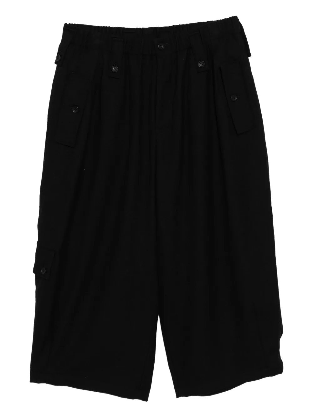 Yohji Yamamoto Saxony Cropped Trousers In Black