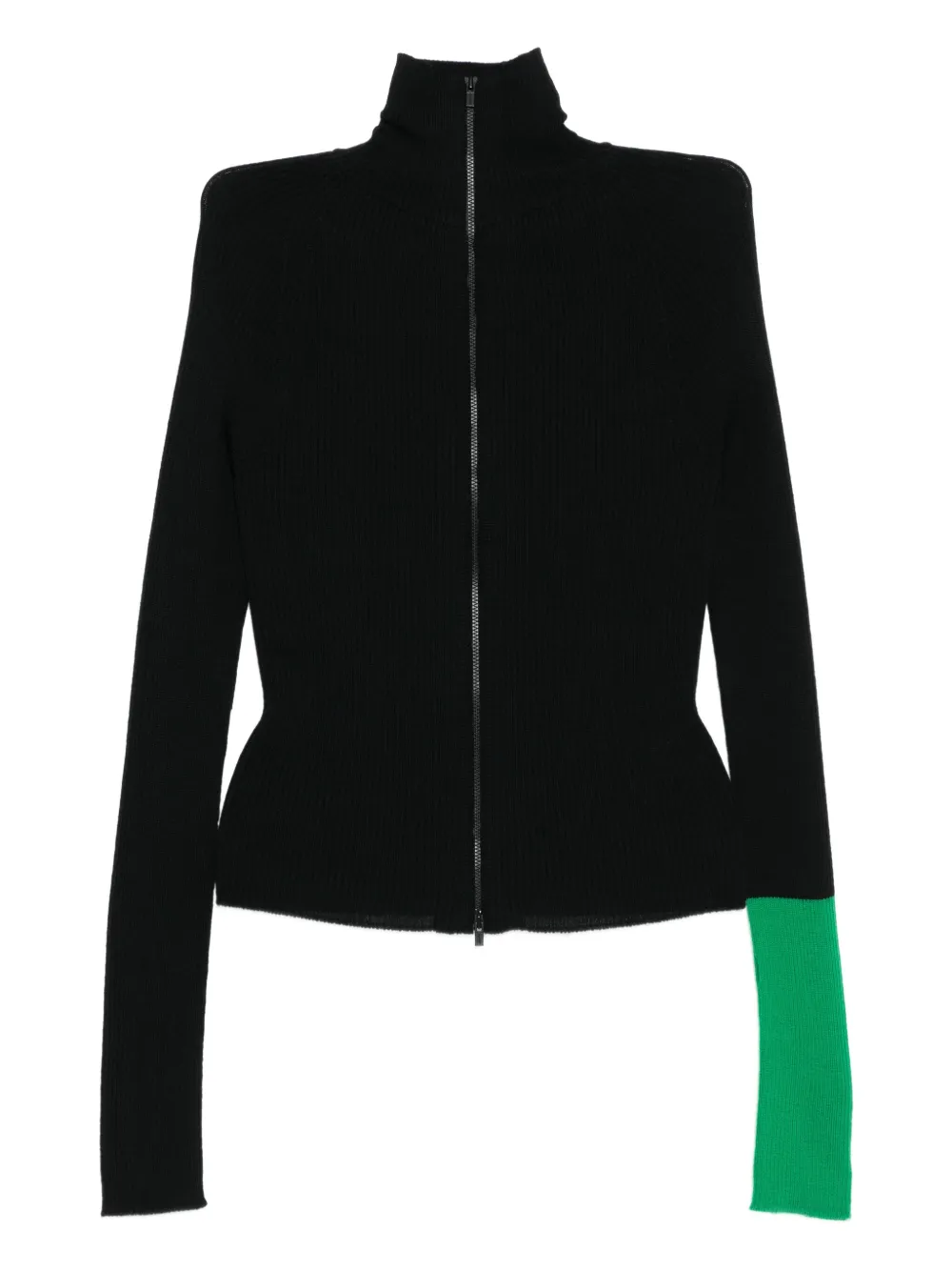Yohji Yamamoto Two-tone Wool Cardigan In Black
