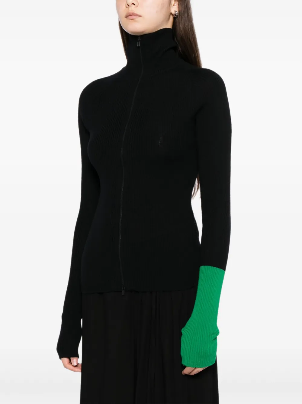 Yohji Yamamoto Two-tone Wool Cardigan In Black