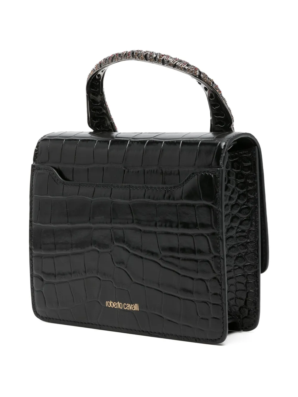 Roberto Cavalli tiger-embellished shoulder bag - Zwart