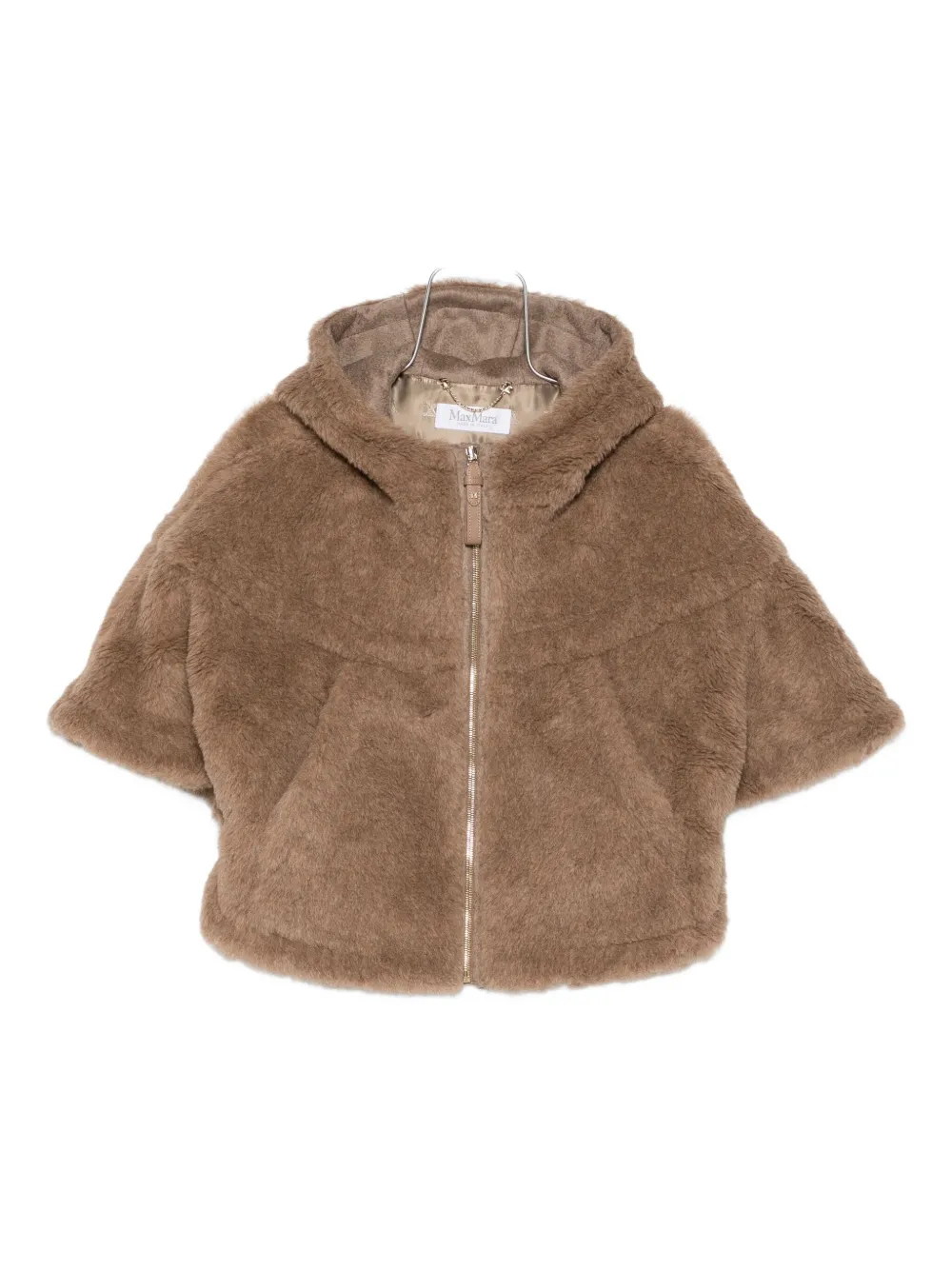 Max Mara Hooded Zip-up Jacket In Brown