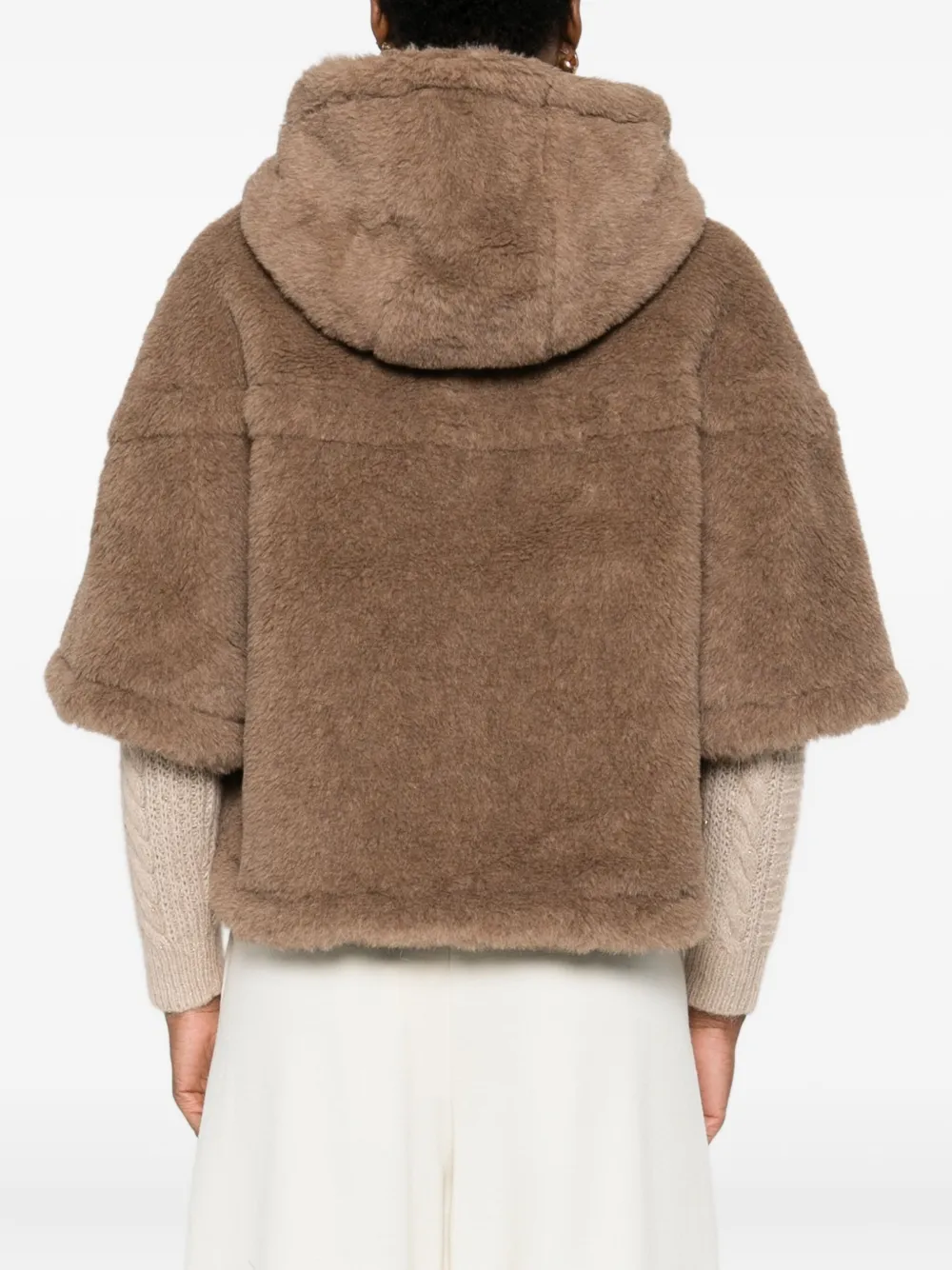 Max Mara Hooded Zip-up Jacket In Brown